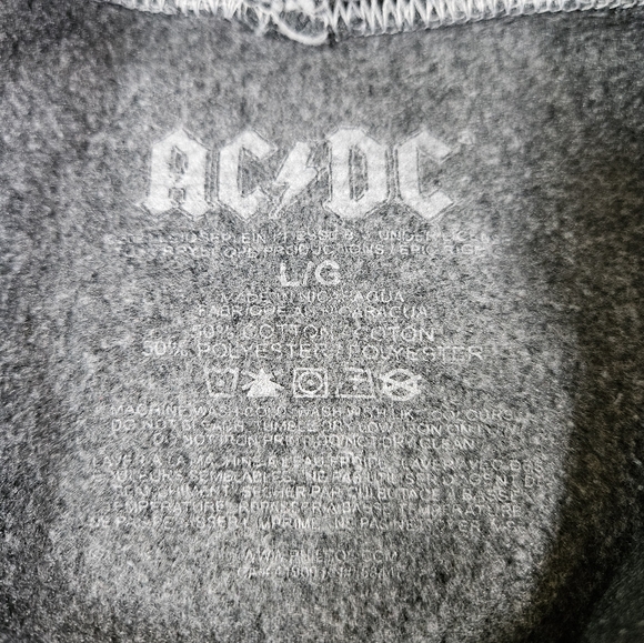 AC⚡️DC Acid Washed Long Sleeve Hooded Sweatshirt, Dark Grey, Large - Picture 7 of 11